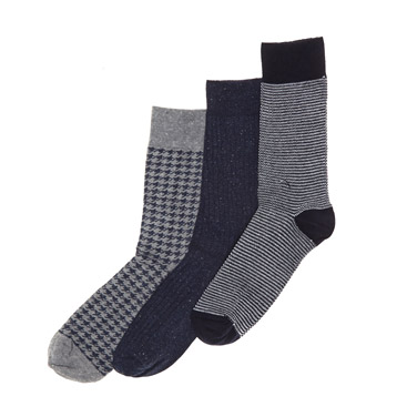 Centered Chunky Houndstooth Socks - Pack Of 3